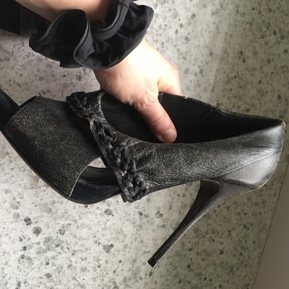 All Saints steampunk leather flap heels - Picture 9 of 12